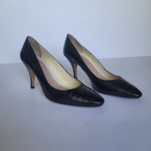 Brooks Brothers Genuine Leather Heels Pumps With Croc Embossed Details. Size 9 - Picture 1 of 7